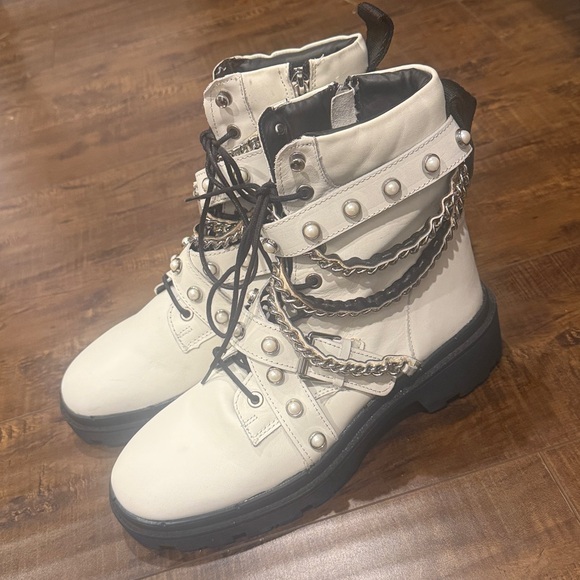 Zara White Studded Combat Boots / 41 - Picture 5 of 5